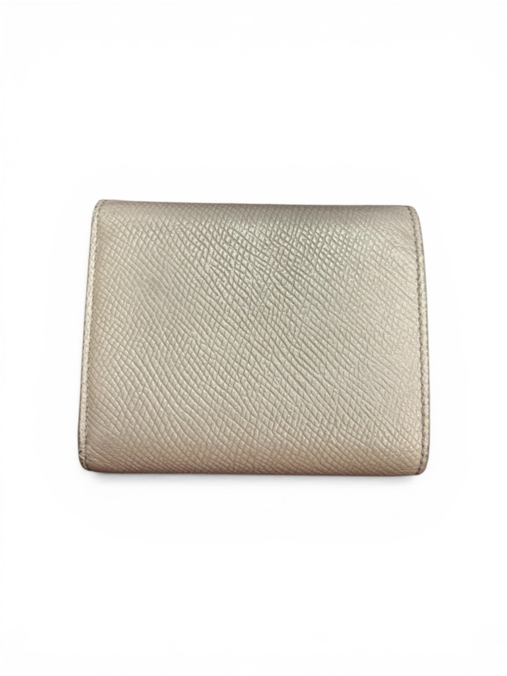 Celine Fold-Over Pebbled Leather Wallet in Taupe with Gold Logo & Hardware - Picture 2 of 8